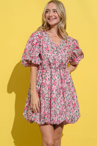 Hazel Blues® |  And The Why Floral Surplice Puff Sleeve Dress