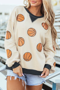 Hazel Blues® |  Sequin Basketball Long Sleeve Sweatshirt