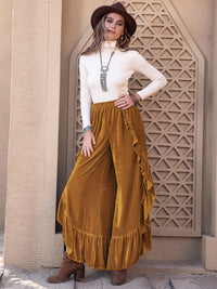 Hazel Blues® |  Slit Ruffled Wide Leg Pants