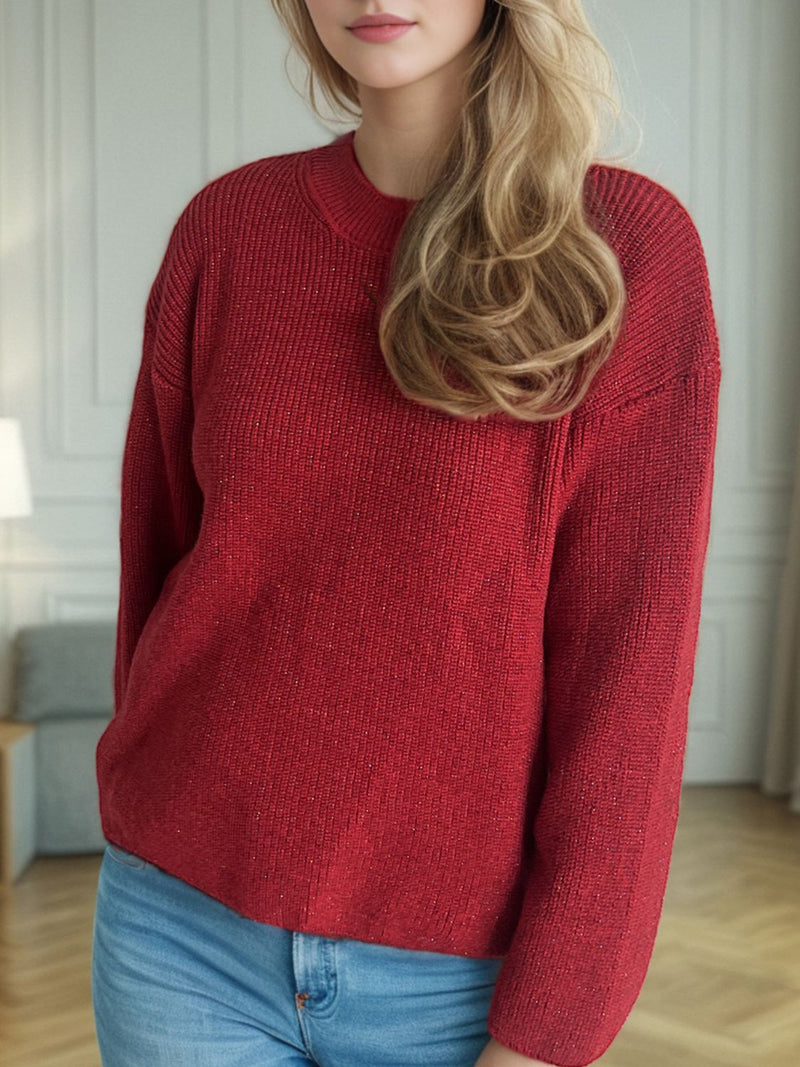 Hazel Blues® |  Solid Color Round Neck Long Sleeve Sweater