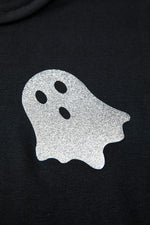 Hazel Blues® |  Black Glitter Ghost Pattern Crew Neck Halloween T Shirt