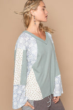 Hazel Blues® |  POL Lace Floral Round Neck Knit Top