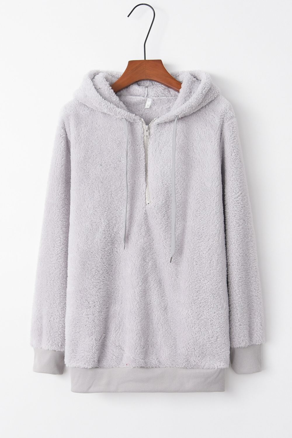 Hazel Blues® |  Quarter-Zip Drawstring Teddy Hoodie