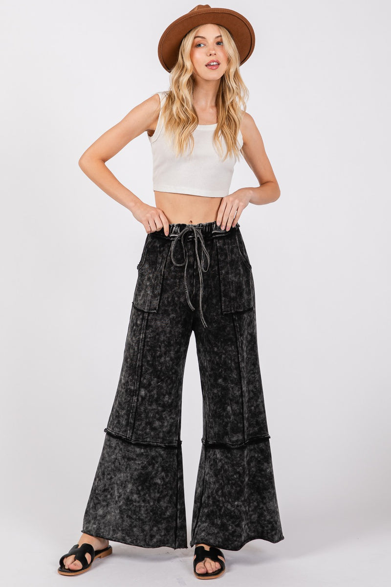 Hazel Blues® |  SAGE + FIG Mineral Washed Terry Wide Leg Pants