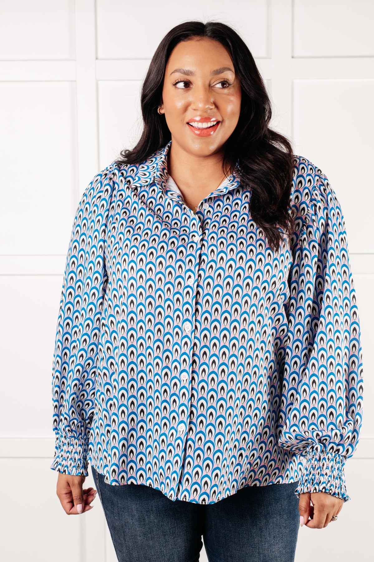 Hazel Blues® |  Skies Above Patterned Button Up Shirt