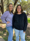 Hazel Blues® |  PREORDER: Best Selling Elliott Exposed Seam Sweatshirt in Five Colors