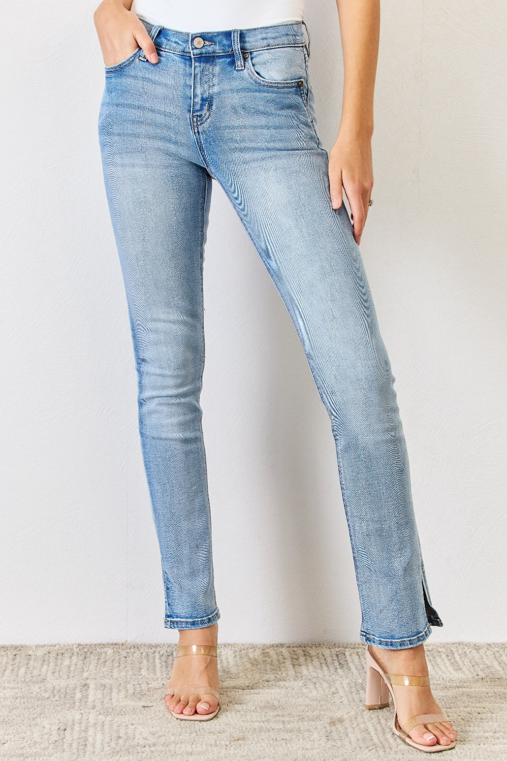 Hazel Blues® |  Kancan Mid Rise Y2K Slit Bootcut Jeans