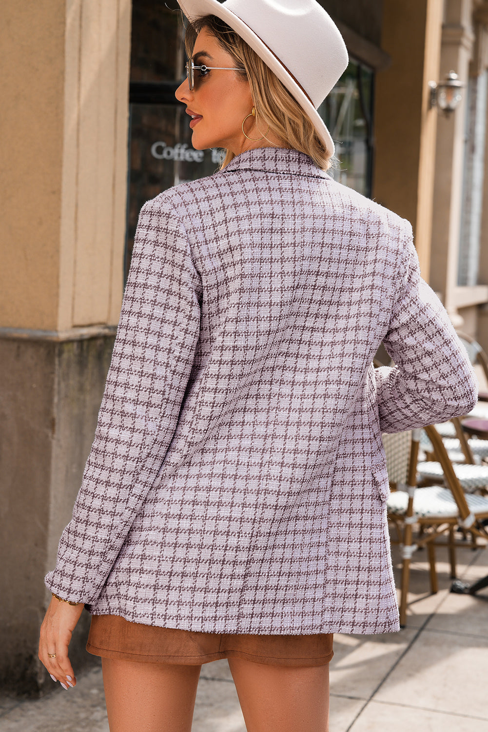 Burgundy Tweed Plaid Blazer