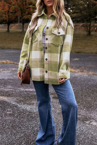 Hazel Blues® |  Pocketed Plaid Collared Neck Shacket