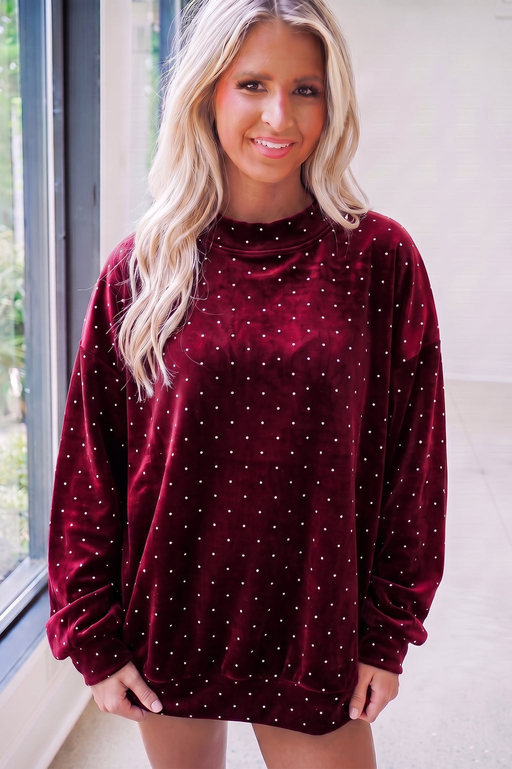 Red Velvet Polka Dot Sweatshirt