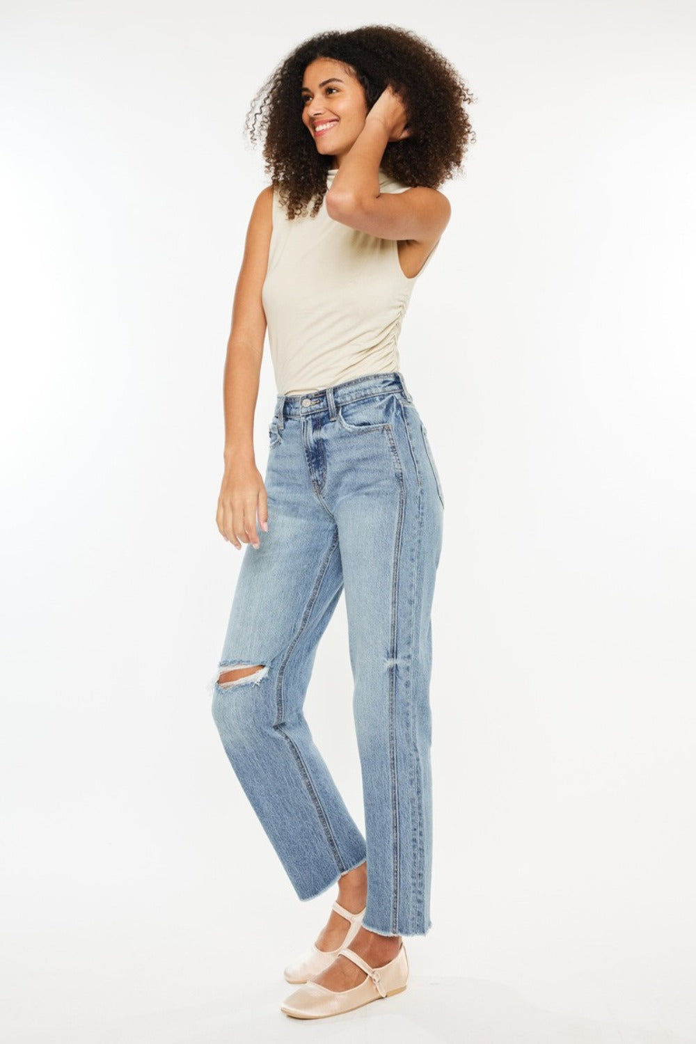 Hazel Blues® |  Kancan Ultra High Rise Distressed Straight Jeans