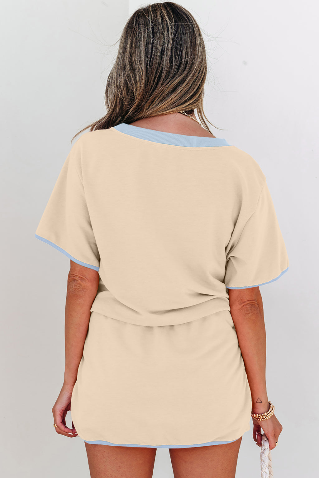 Hazel Blues® |  Apricot Colorblock Edge Drop Shoulder T Shirt and Skort 2Pcs Set