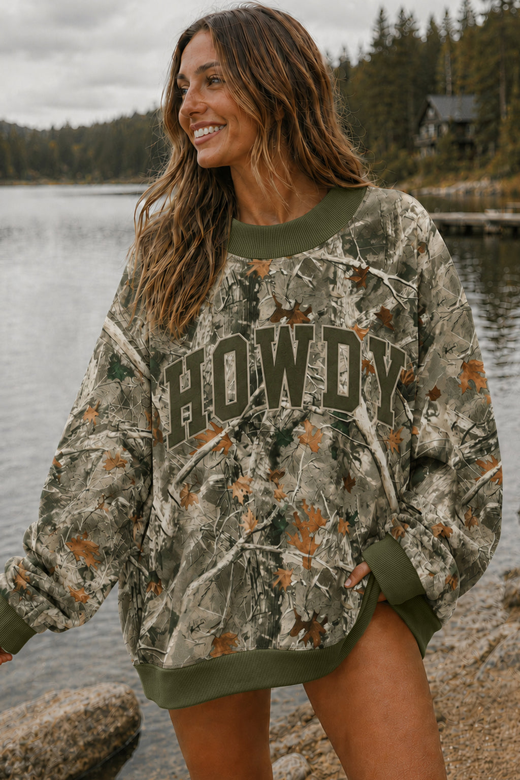 Penelope Mae Green Western Camo Mallard Sweatshirt