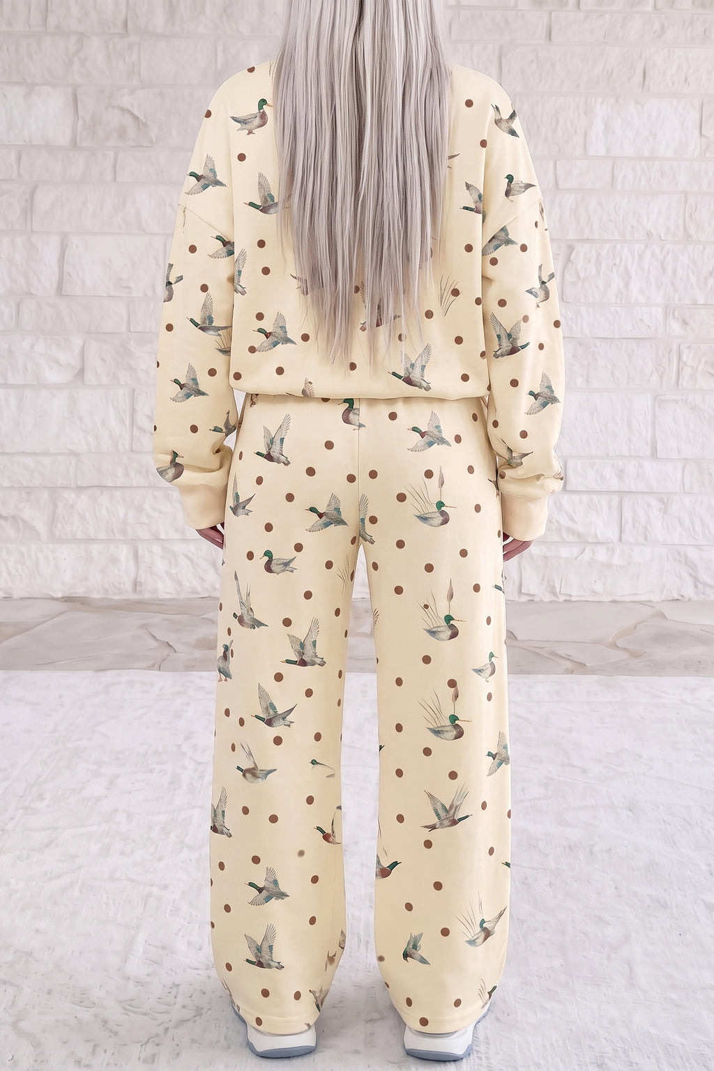 Olive Hope Mallard Polka-Dot Pants Set