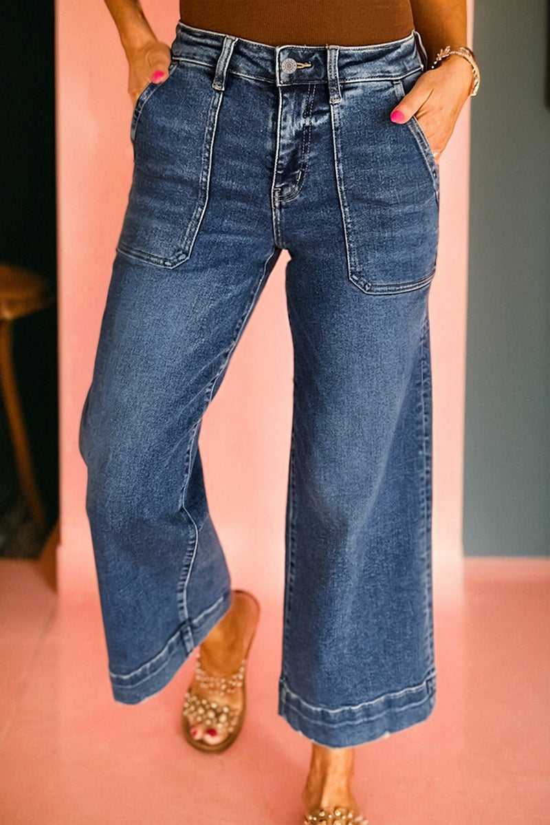 Hazel Blues® |  Breen Cropped High Rise Wide Leg Jeans