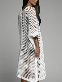 Hazel Blues® |  Openwork Open Front Three-Quarter Sleeve Cover Up