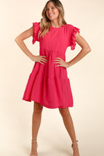Hazel Blues® |  Haptics Smocking Ruffle Short Sleeve Dress with Pockets