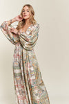 Hazel Blues® |  ADORA Printed V-Neck Batwing Sleeve Dress