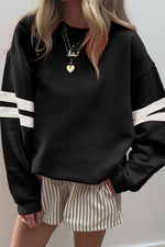 Hazel Blues® |  Evergreen Varsity Striped Detail Drop Shoulder Oversized Sweatshirt