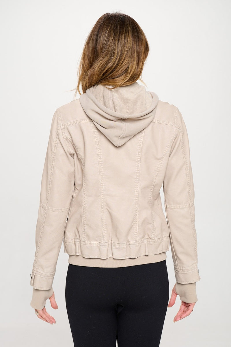 Hazel Blues® |  Coalition LA Double Zip Hooded Long Sleeve Jacket
