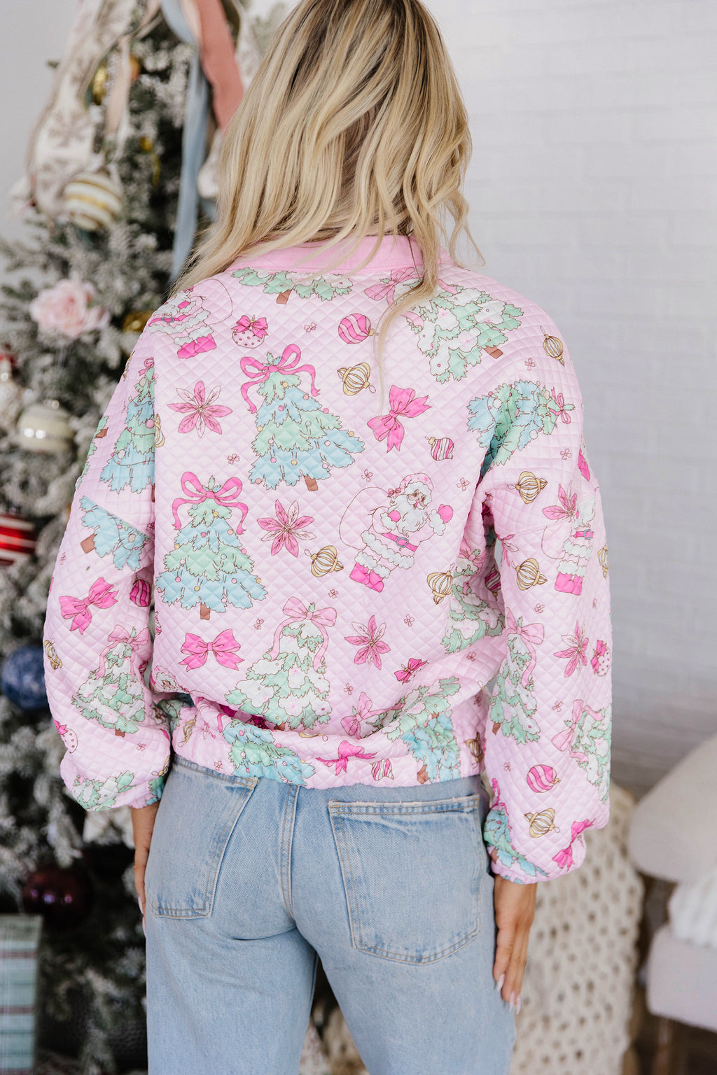 Sugarplum Santa & Bow Christmas Sweatshirt