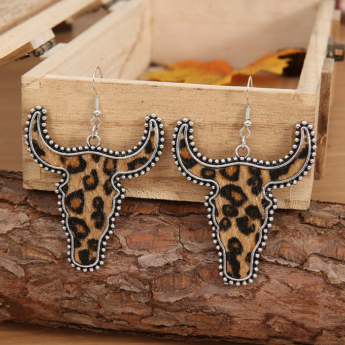 Hazel Blues® |  Alloy Animal Print Cow Head Earrings