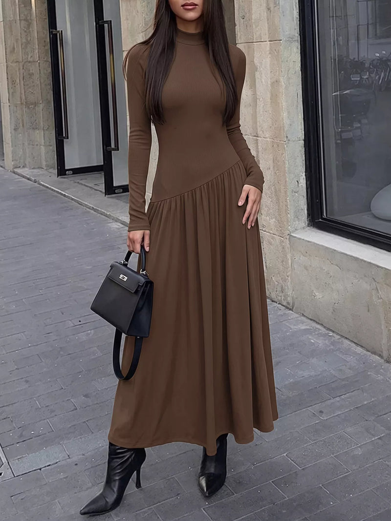 Mock Neck Long Sleeve Midi Dress – Hazel Blues®