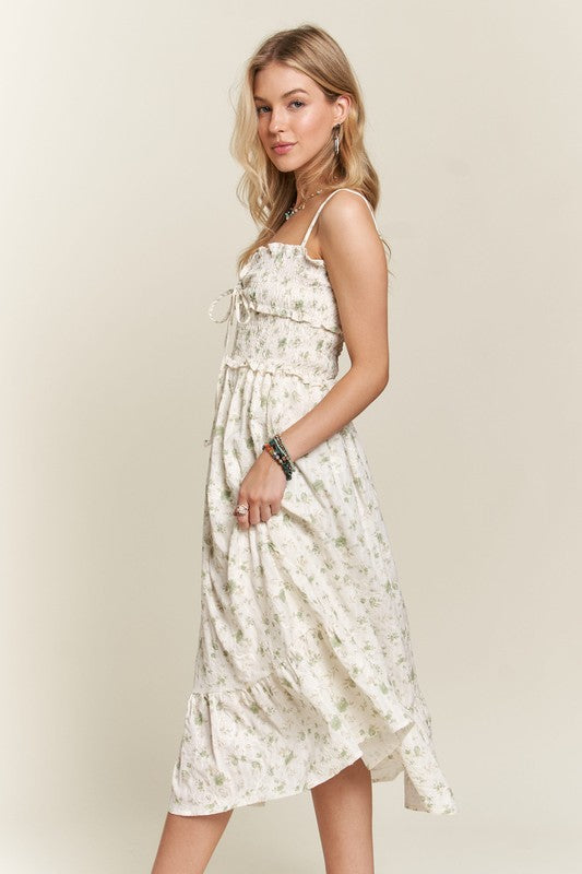 Hazel Blues® |  ADORA Smocked Floral Sweetheart Neck Cami Dress