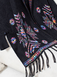 Hazel Blues® |  Fringe Geometric Open Front Long Sleeve Cape