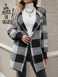 Hazel Blues® |  Plaid Long Sleeve Hooded Coat