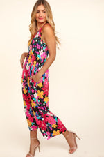 Hazel Blues® |  Haptics Pocketed Floral Round Neck Sleeveless Midi Dress