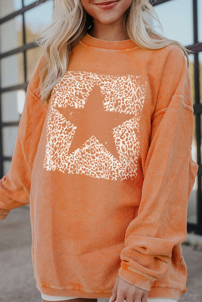 Hazel Blues® |  Star Round Neck Long Sleeve Oversize Sweatshirt