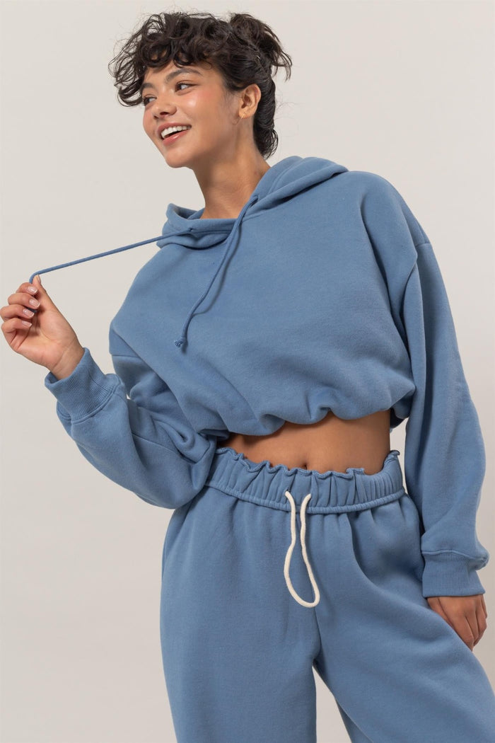 Hazel Blues® |  HYFVE Bubble Hem Cropped Hoodie