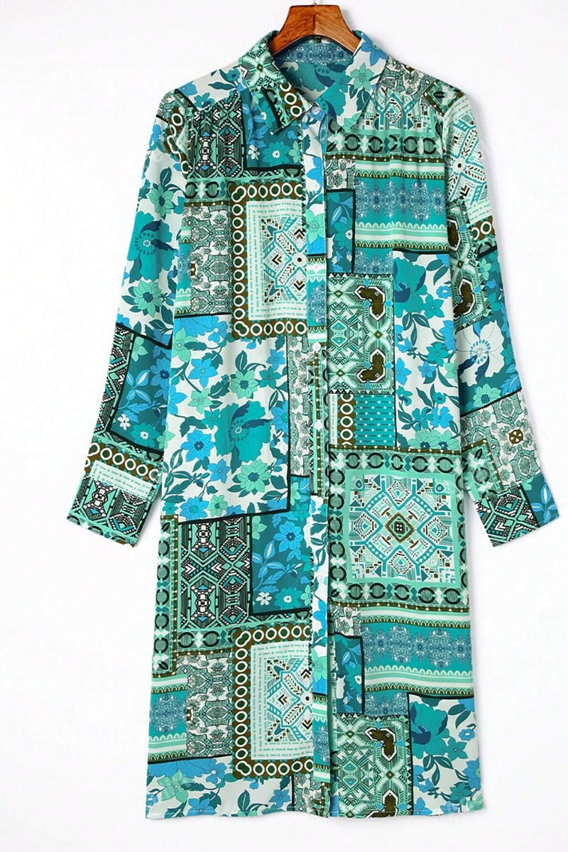 Hazel Blues® |  Printed Button Up Long Sleeve Cardigan