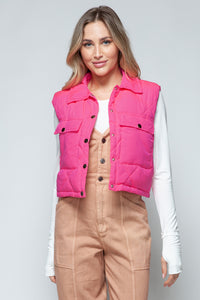 Hazel Blues® |  Snobbish Snap Down Quilted Crop Vest