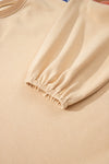 Hazel Blues® |  Light French Beige Aztec Patchwork Raglan Pullover Sweatshirt