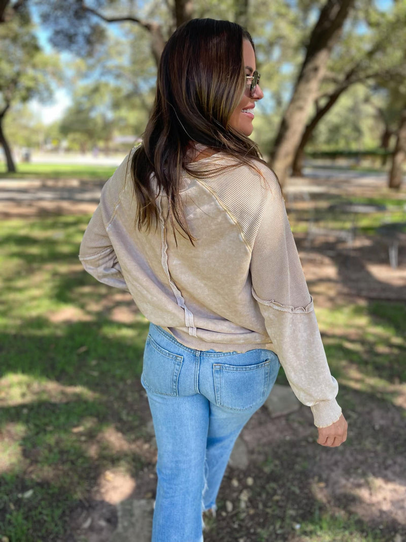Hazel Blues® |  PREORDER: Best Selling Elliott Exposed Seam Sweatshirt in Five Colors