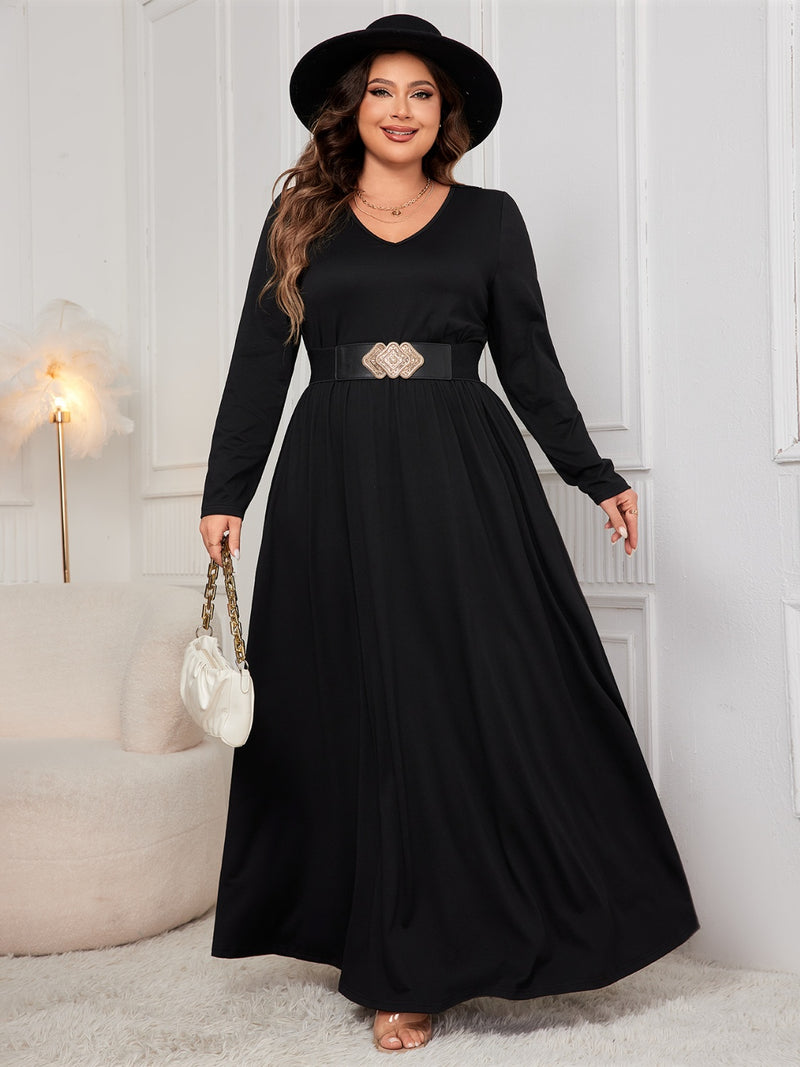 Hazel Blues® | Cutout V-Neck Long Sleeve Maxi Dress