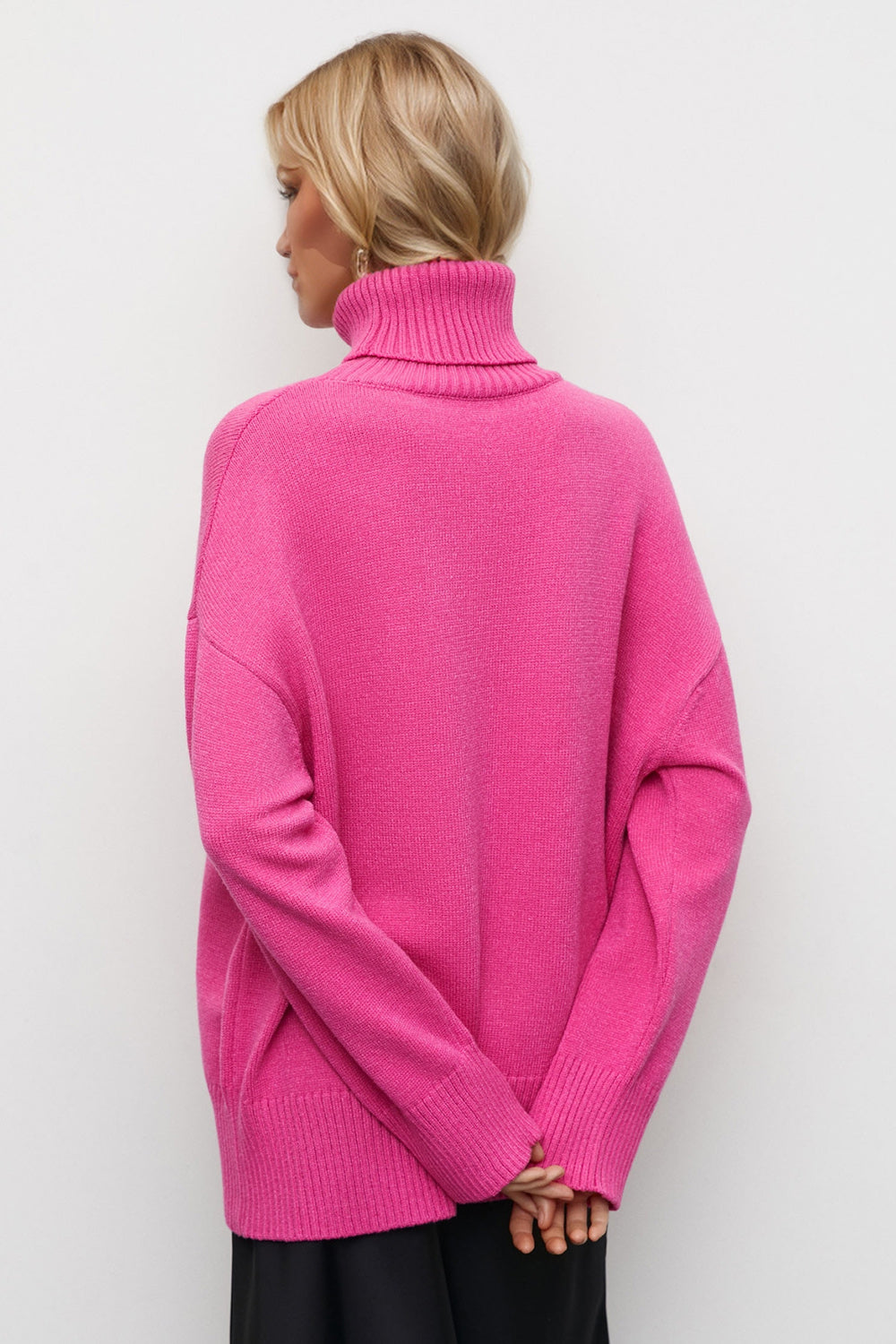 Hazel Blues® |  Basic Bae Turtleneck Dropped Shoulder Long Sleeve Sweater