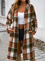 Hazel Blues® |  Plaid Long Sleeve Hooded Coat