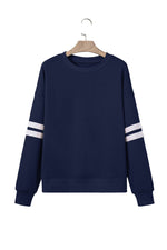 Hazel Blues® |  Evergreen Varsity Striped Detail Drop Shoulder Oversized Sweatshirt