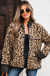 Hazel Blues® |  Khaki Leopard Print Zip Up Stand Neck Side Pocket Jacket