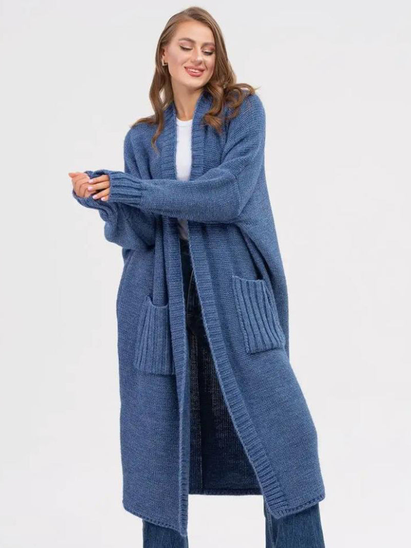 Hazel Blues® |  Pocketed Open Front Long Sleeve Longline Cardigan