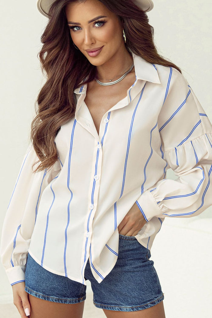 Hazel Blues® |  Stripe Drop Shoulder Long Sleeve Shirt