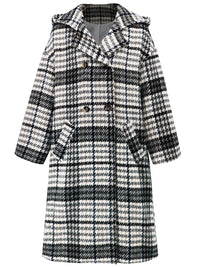 Hazel Blues® |  Plaid Double-Breasted Long Sleeve Longline Coat