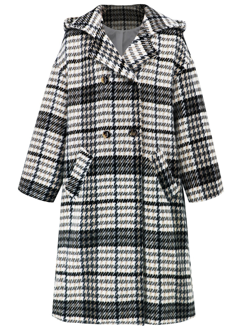 Hazel Blues® |  Plaid Double-Breasted Long Sleeve Longline Coat