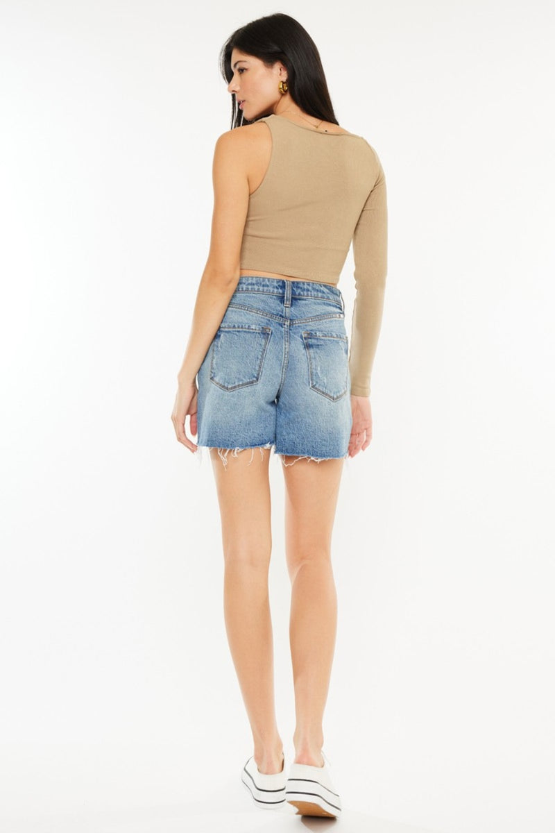 Hazel Blues® |  Kancan Raw Hem High Waist Denim Shorts