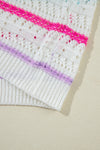 Hazel Blues® |  Openwork Striped Long Sleeve Knit Cover Up