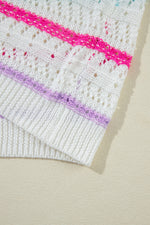 Hazel Blues® |  Openwork Striped Long Sleeve Knit Cover Up