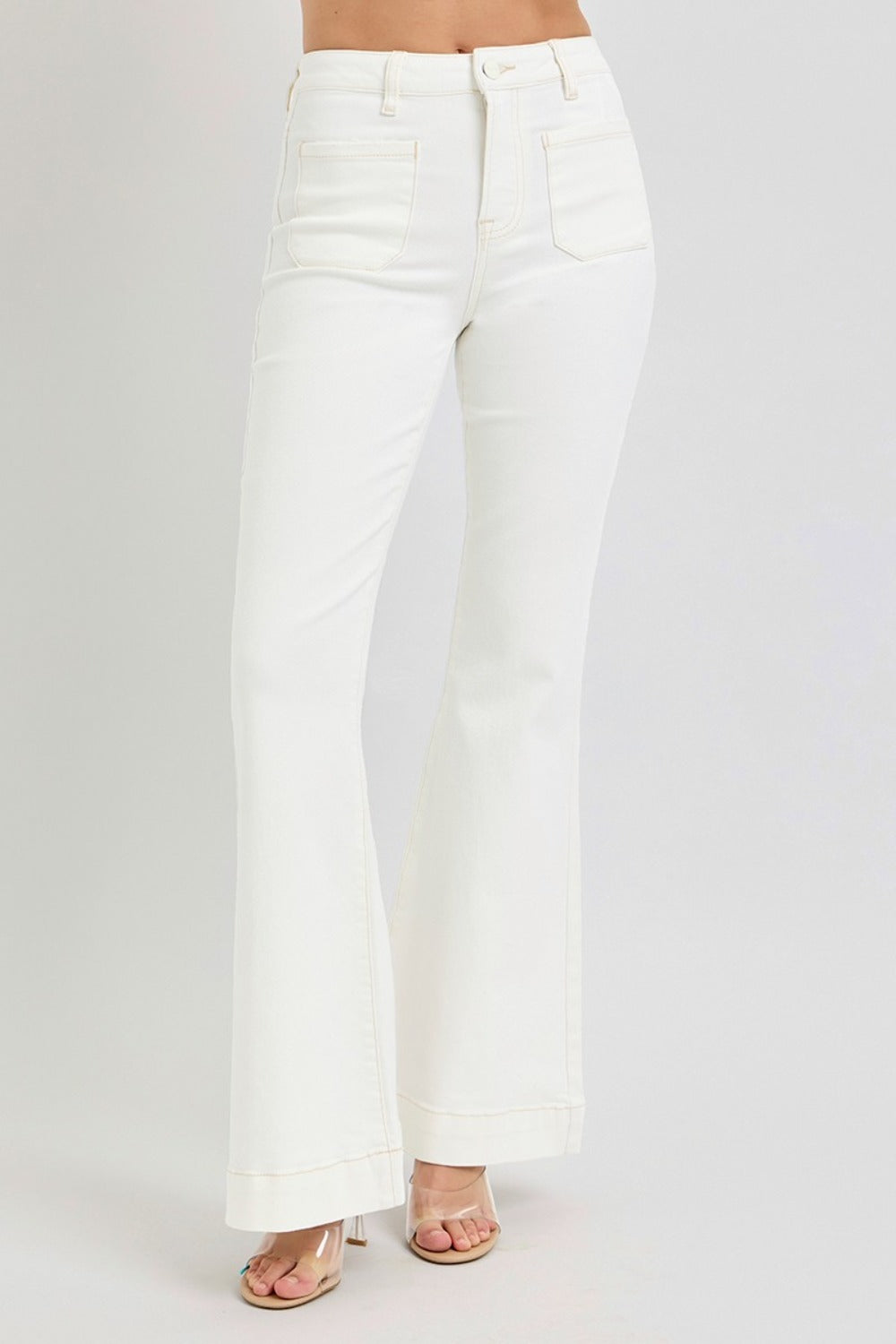 Hazel Blues® |  RISEN High Rise Front Patch Pocket Flare Jeans